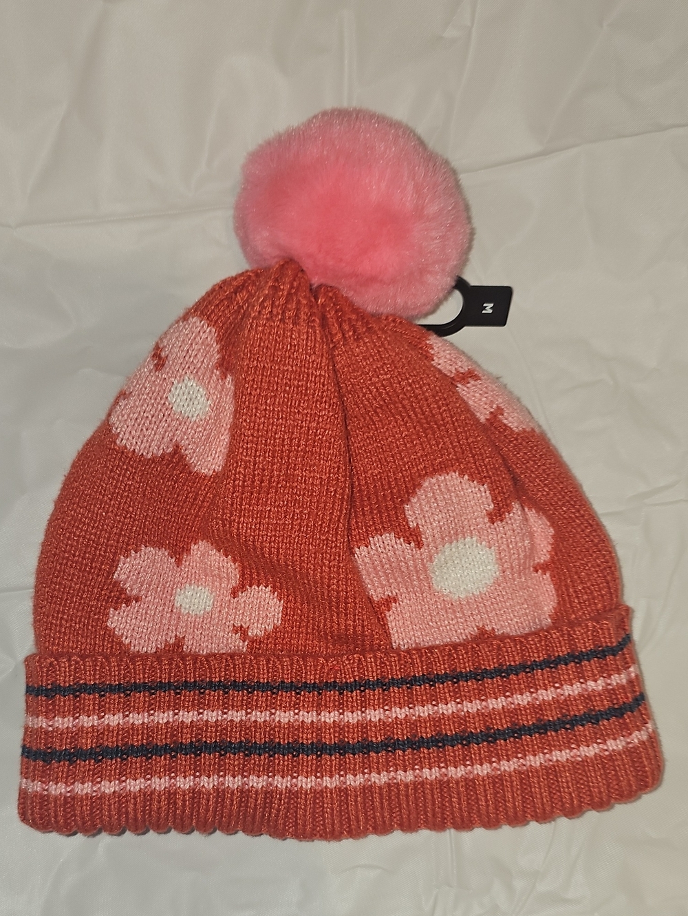 Old Navy Pom-Pom Beanie for Toddler Girls Size Medium Pink Floral New
